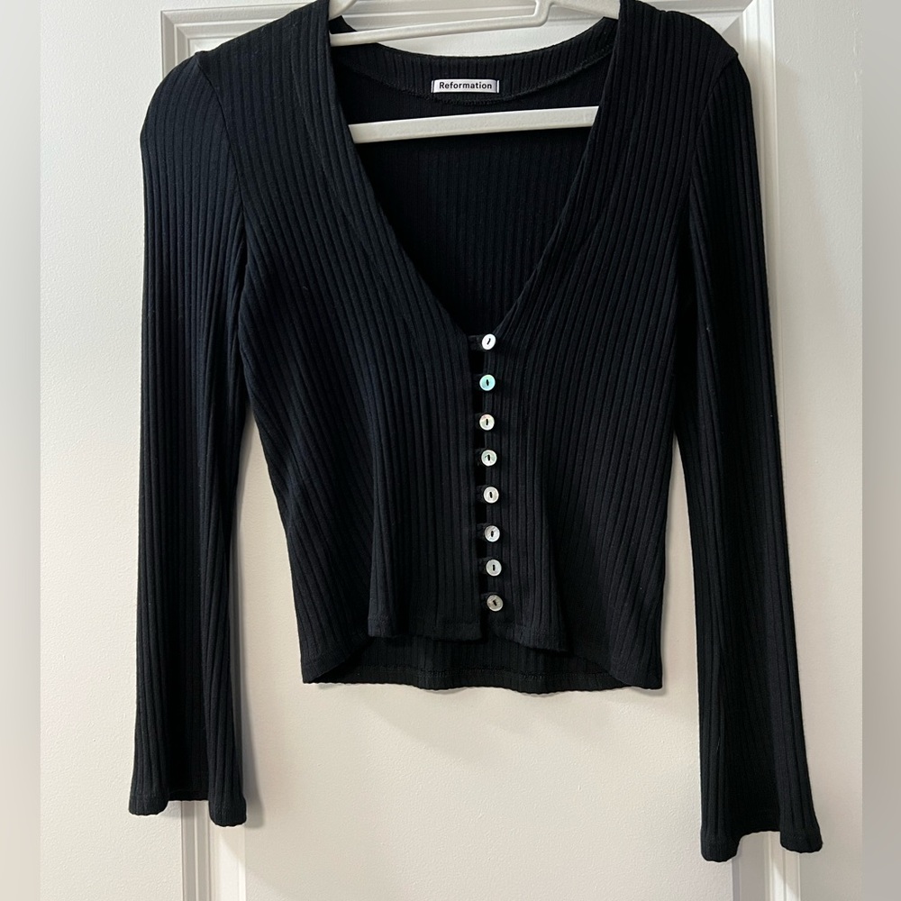 Reformation Gellar Knit Top - Black